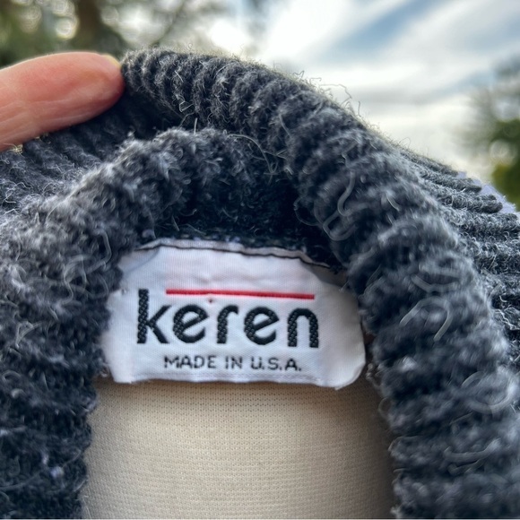 Vintage Keren Grey /White Angora Blend Sweater Size Medium Made in USA - Picture 9 of 10